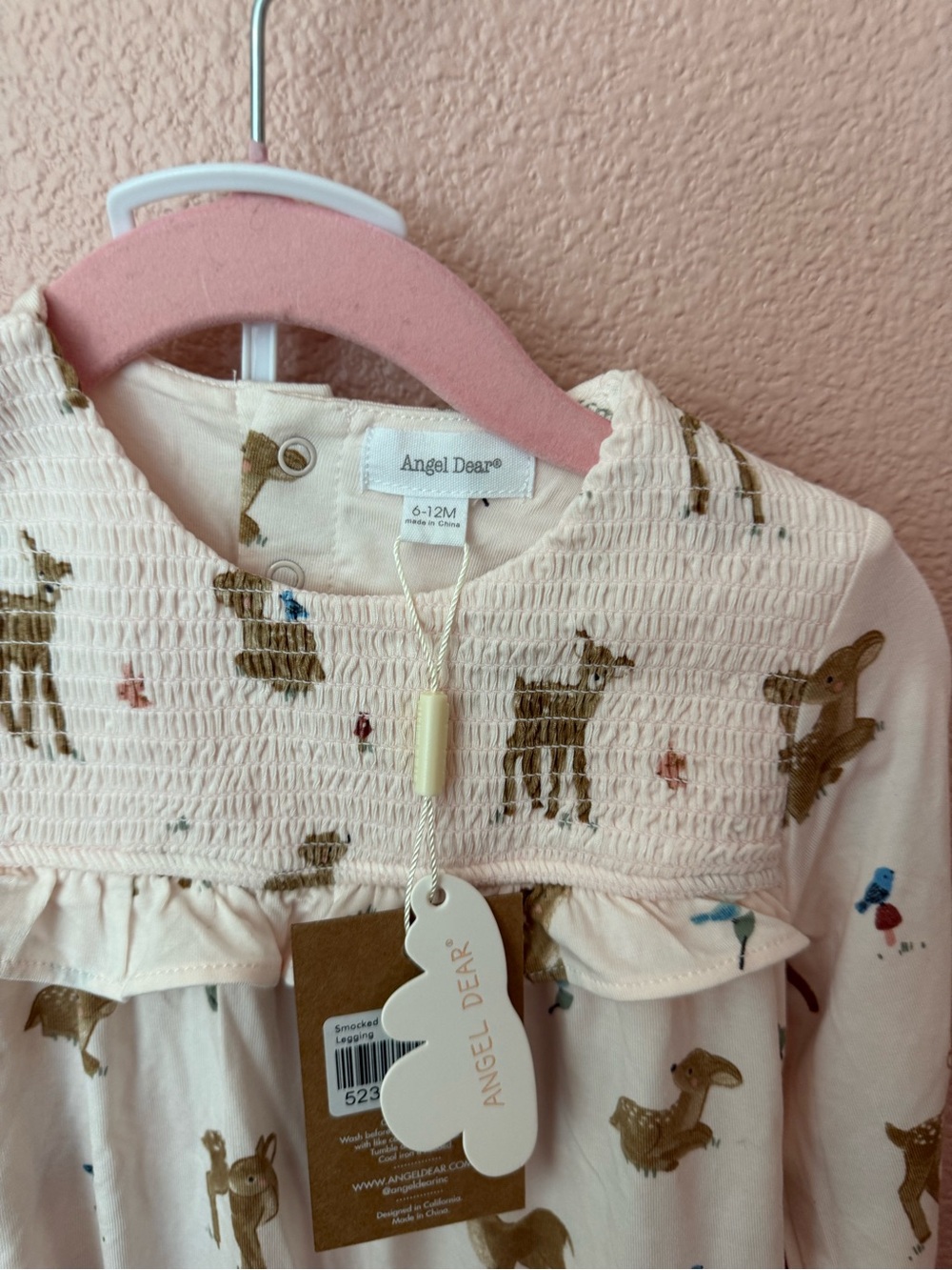 NWT Angel Dear Bamboo Girl Deer Print Dress with Pink Leggings - Picture 4 of 5